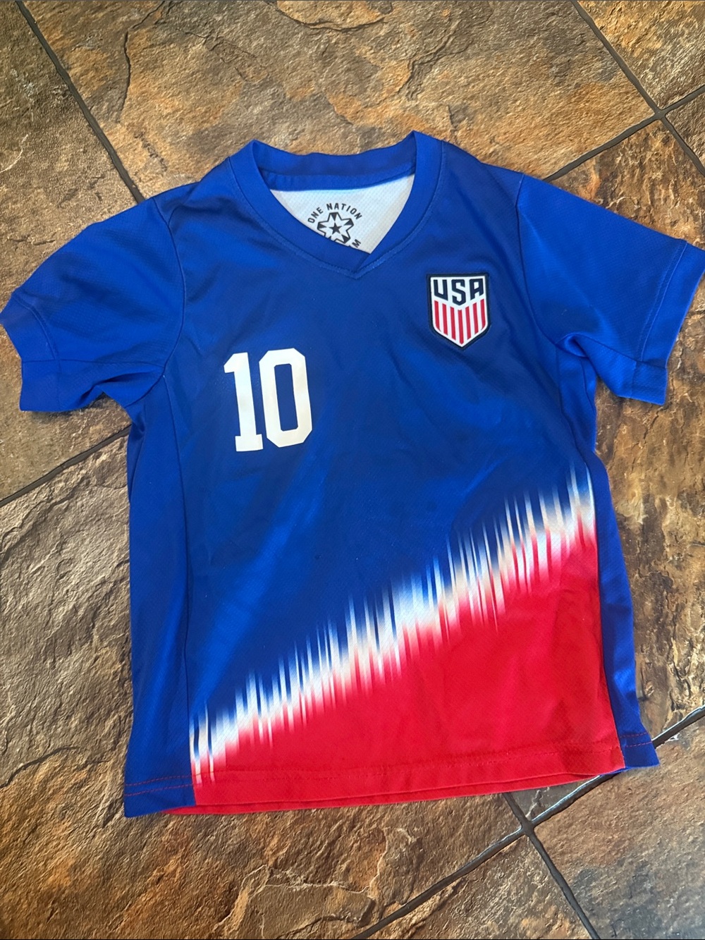 Kids USA Blue & Red Soccer Jersey with #10 Graphic